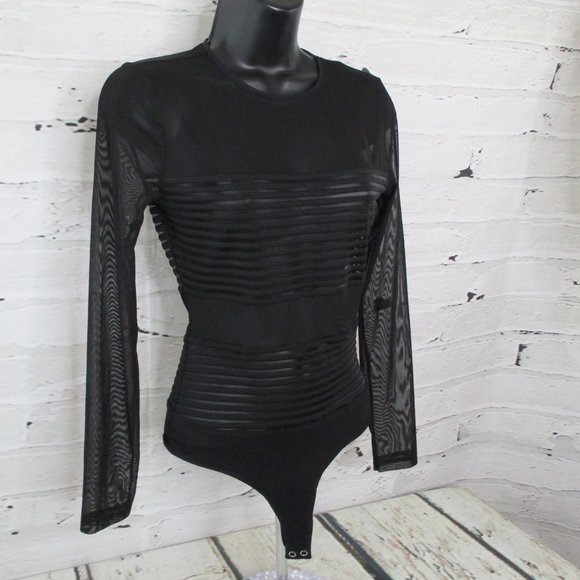 Forever 21 Juniors Sheer Striped Cheeky Bodysuit - Picture 7 of 10